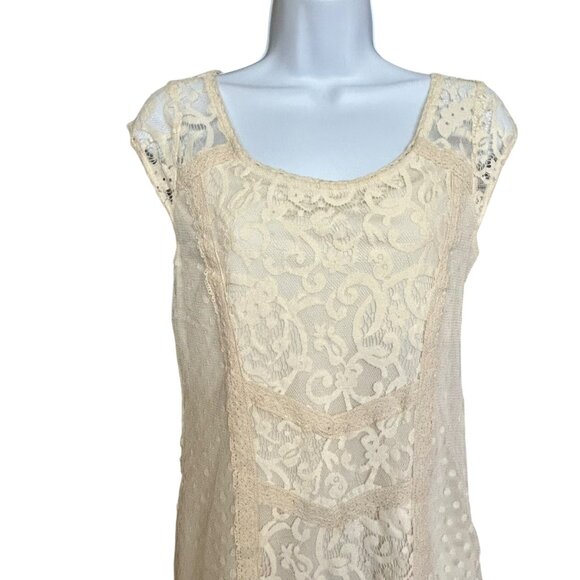American Eagle Outfitters Off White Lined Lace Dress Size 4 - Picture 2 of 7
